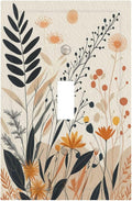 Light Switch Cover Plate Minimalist Floral Boho Botanical Wildflowers 1 Gang Single Toggle Decorative Switch Plates Wall Plates Electrical Faceplate for Bathroom Bedroom Decor
