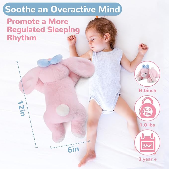 gnomantic Bunny Weighted Stuffed Animals - 12 Inch 1.0 Pounds Weighted Plushies Rabbit - Small Plush Bunny Stuffed Animals Pillow - Cute Plush Toys Gifts for Kids & Adults