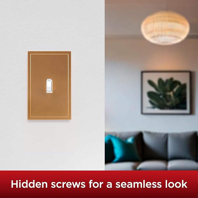 UltraPro Screwless Toggle Switch Wallplate, 1-Gang – Modern Snap-On Cover, Child-Safe, Durable Polycarbonate, Easy DIY Installation, Brushed Bronze, 85749