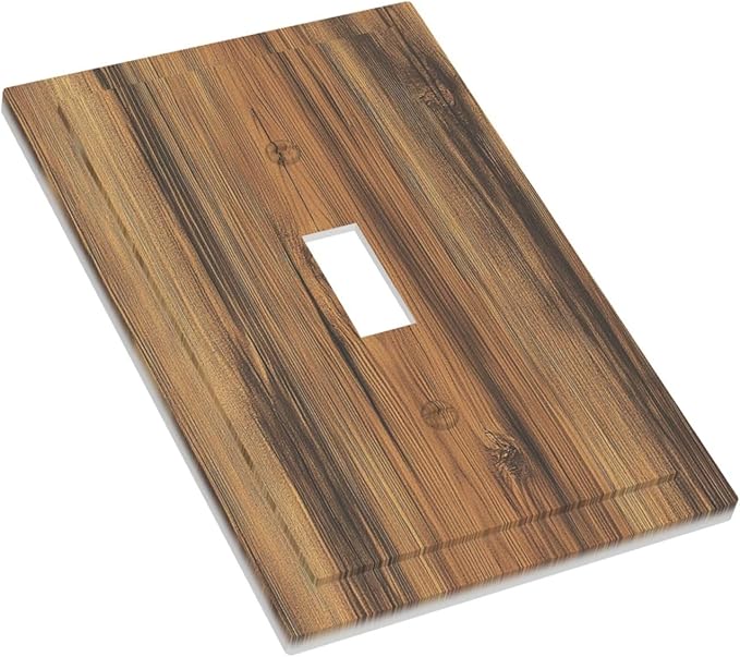 Decorative Light Switch Cover Vintage Rustic Country Brown Wood 1 Gang Single Toggle Device Electrical Faceplate Switchplates Decorator Outlet Wall Plate For Farmhouse Cabin Decor