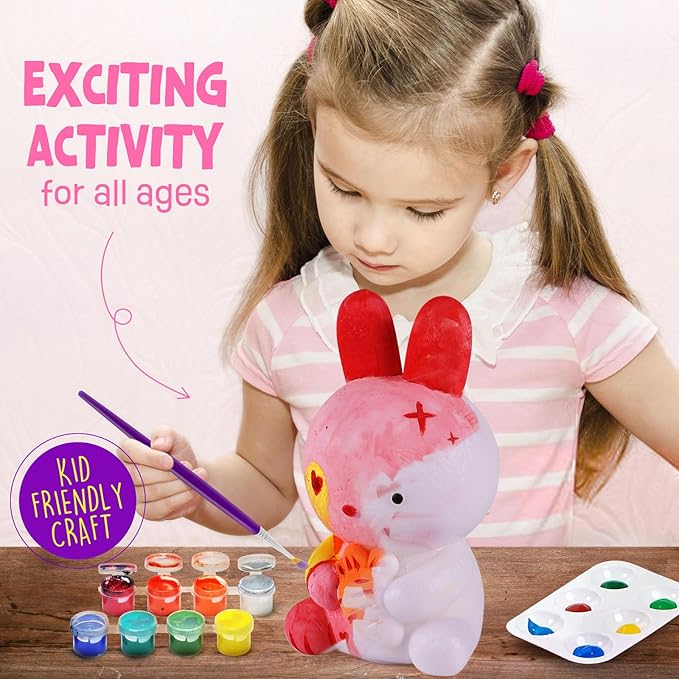 LAOESE Paint Your Own Bunny Lamp Kit, Art Supplies Painting Kits for Kids, Arts and Crafts for Kids Ages 8-12, Bunny Toys Girls Boys Birthday Gifts for Kids Ages 3 4 5 6 7 8 9 10 11 12+