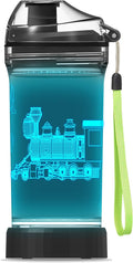 YuanDian Light Up Kids Water Bottle with 3D Train Design- 14 OZ Tritan BPA Free - Cool Drinking Cups Gift for School Kindergarten Boys and Girls Christmas Holiday