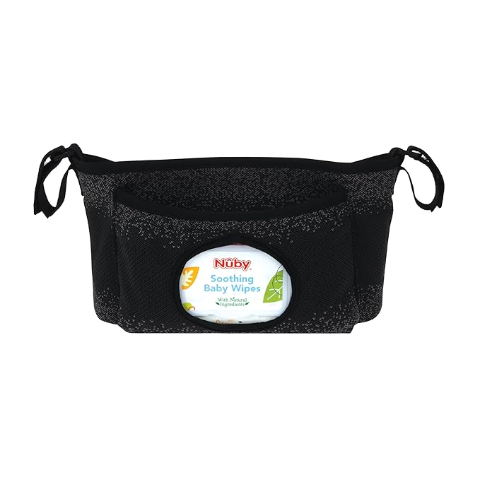 Nuby Eco Baby Stroller Organizer - Includes Carabiner - Stroller Accessories for Babies and Toddlers - Black