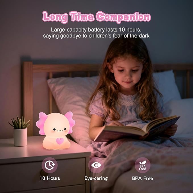 Kids Night Light with Wireless Speaker, Portable 7 Colors Dimmable Warm Touch Night Lamp with Remote Control, White Noise Machine for Baby Sleeping with Night Light
