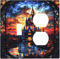 Medieval Fantasy Castle Magic Academy Wallplates 1 Toggle 1 Duplex Switch Plate Electrical GFCI Faceplate Decorative Light Switch Covers for Kids Room Bedroom Decor