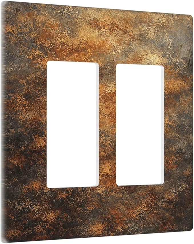 Decorative Outlet Covers Vintage Rust Pattern in Brown gold 2 Gang Light Switch Cover Plate Double Rocker Wall Plates for Electrical Outlets Switch Plate Covers for Bedroom Home Decor