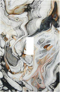 Black Gold Marble Texture Modern Abstract Print Decorative Light Switch Cover 1 Gang Single Toggle Device Electrical Faceplate Switchplates Decorator Outlet Wall Plate for Bathroom Kitchen Decor