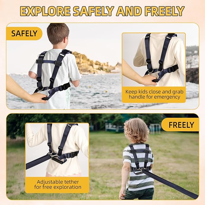 Safety Walking Harness for Big Kids 6-12, Anti-Elopement Vest Harness for Autism Special Needs ADHD, Reflective Leash with Handle for Autistic, Active Children, Adjustable Tether for Travel and Crowds