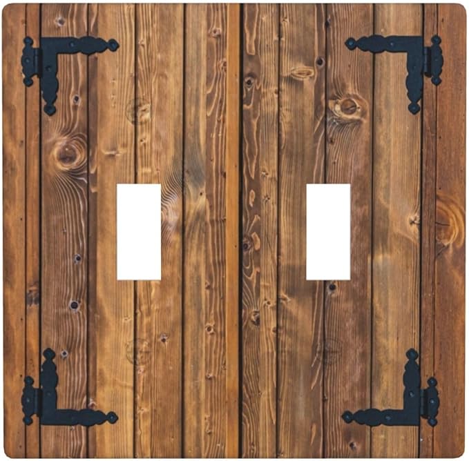 Faux Wood Decorative Printed Double Light Switch Cover Plates Decorative 2 Gang Wall Plate Double Toggle Lightswitch Cover