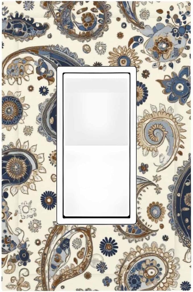 Decorative Outlet Covers Doodle Style Floral Abstract Teardrop 1 Gang Single Rocker Light Switch Cover Plate Wall Plates Gfci Faceplate For Bed Room Living Room Decor