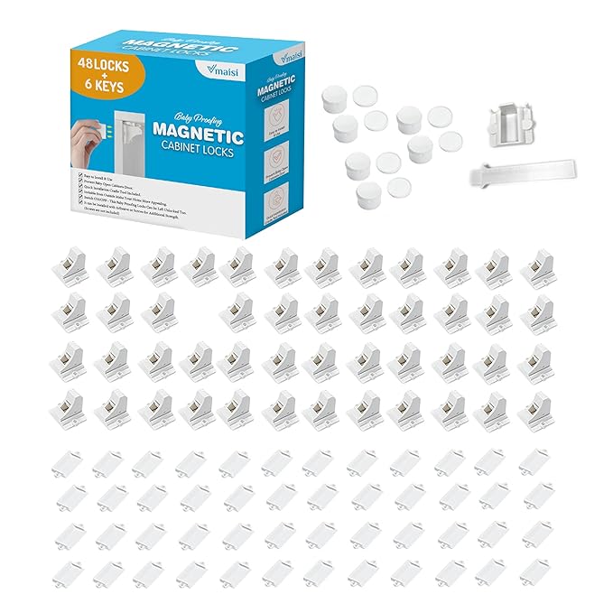 Vmaisi Magnetic Cabinet Locks for Babies (Standard, Count, 48.00)