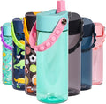 Elemental Water Bottles for Kids - Splash Kids Water Bottle for School with Pop-it Handle - BPA Free Tritan Plastic Water Bottle with Straw Leak Proof when Spout is Closed - Blue Bubblegum - 18oz