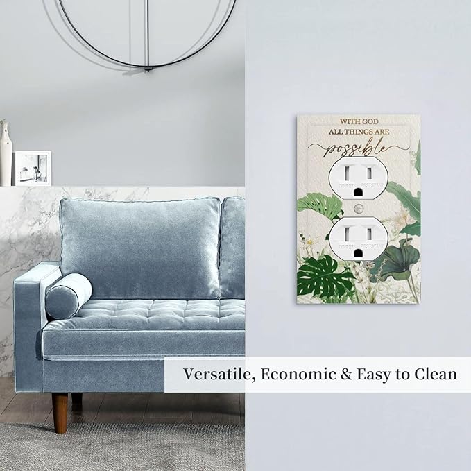 Decorative Outlet Covers Boho Green Monstera Leaf Inspirational Quotes 1 Gang Duplex Light Switch Cover Plate Unique Wall Plates for Electrical Switch Plate Covers for Bedroom Decor