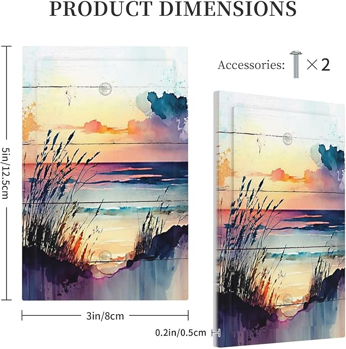 Decorative Light Switch Plate Covers Sunset Beach Abstract Nature Coastal Seascape 1 Gang No Device Single Blank Outlet Covers Wall Plate Light Switch Cover Plate for Bedroom Home Decor