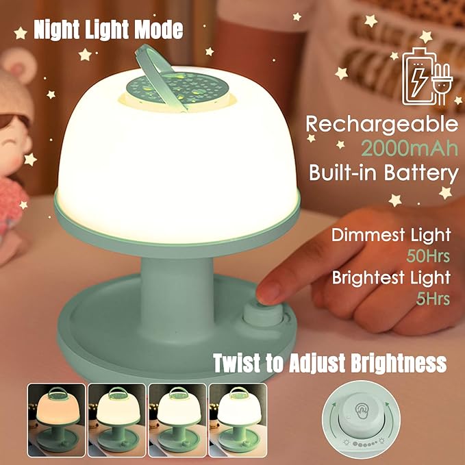 LICKLIP Toddler Night Light Lamp, Dimmable LED Bedside Lamp with Star Projector, Kids Night Lights with Timer Design & Color Changing, Portable Rechargeable Lamp, Cute Gifts for Children Bedroom