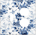 Blue Flower White Floral Plant Bird Butterfly Wallplates 1 Toggle 1 Duplex Switch Plate Electrical GFCI Faceplate Decorative Light Switch Covers for Bedroom Living Room Decor