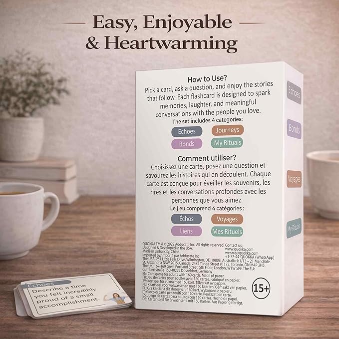 QUOKKA Conversation Cards for Seniors – 160 Memory Card Game Alzheimer's Dementia Activities – Large Print Conversation Starters for Elderly Parents – Dementia Products for Elderly – Premium Gift Box