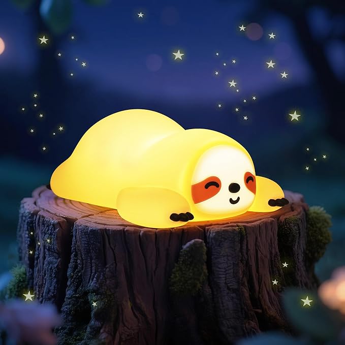 CoolGift Mart Sloth Gifts, Cute Animal Silicone Night Light with USB Rechargeable, Touch Control & Timer, Suitable for Breastfeeding Reading Working Sleep for Baby Kids Teens Adults