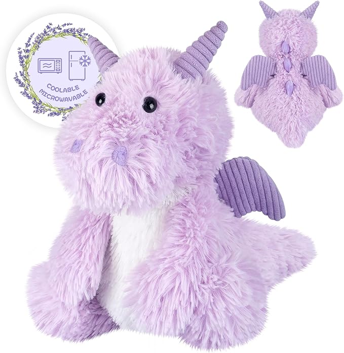 SuzziPals Heatable & Coolable Dragon Plush, Microwavable Heating Pad Stuffed Animal for Soothing & Relaxation, Dragon Gifts for Kids, Cute Plush Toys