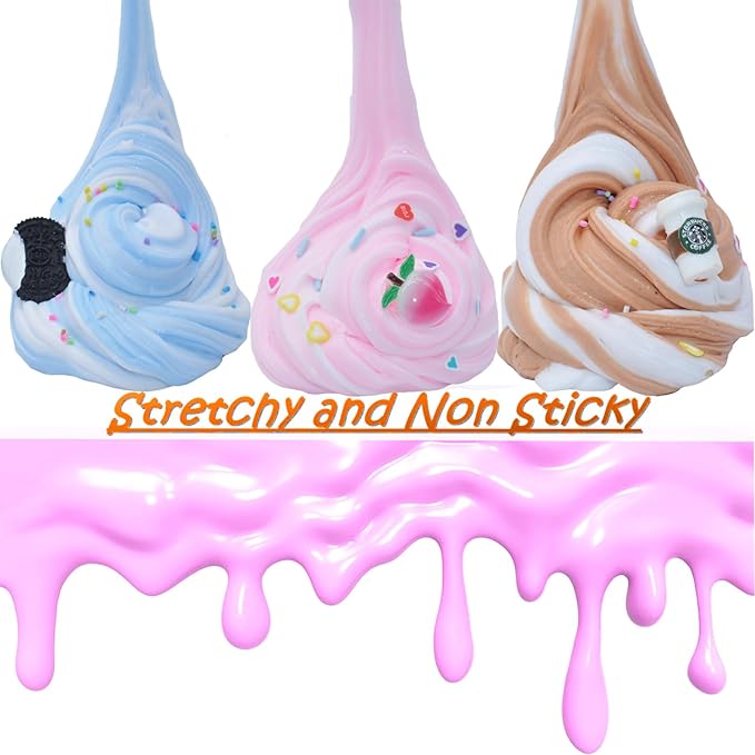 Slime Set Butter Slime Kit 24 Packed Two-Toned Containers, Assorted Colors and Designs，Soft and Bouncy Non-Sticky Slime Party Gifts for Girls and Boys