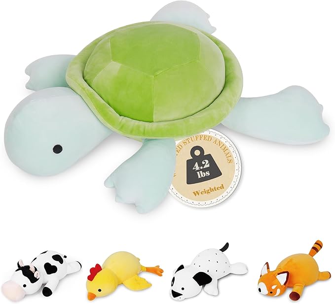 Turtle Weighted Plush, 22" 4.2 lbs Character Weighted Stuffed Animals Series, Cute Tortoise Plushie Dolls Throw Pillow Birthday Gifts for Children Kids