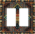 Outlet Covers Boho Burning Sun Hippie Retro Bohemian Gypsy 2 Gang Wall Plate Double Rocker Light Switch Cover Decorative GFCI Receptacle Cover Electrical Switchplate for Bathroom Home Decor