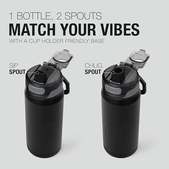 ZULU Powerfill Pro 18oz Kids Stainless Steel Water Bottle with Quick Fill Lid, Triple Wall Vacuum Insulated, Leak Proof Locking Lid, Sip & Chug, Reusable, BPA Free, Dishwasher Safe, Tonal Black