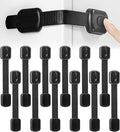 Bates- Child Safety Strap Locks, 12 Pack, Black, Baby Cabinet Locks with Adjustable Strap Length