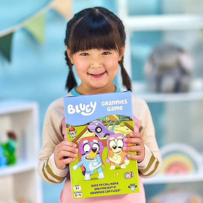 Bluey Grannies Game, Collect Grannies' Items Like Glasses and Walking Sticks and Race to Be The First to Call Nana and Start A Flossing Party, for Ages 3+ for 2-4 Players