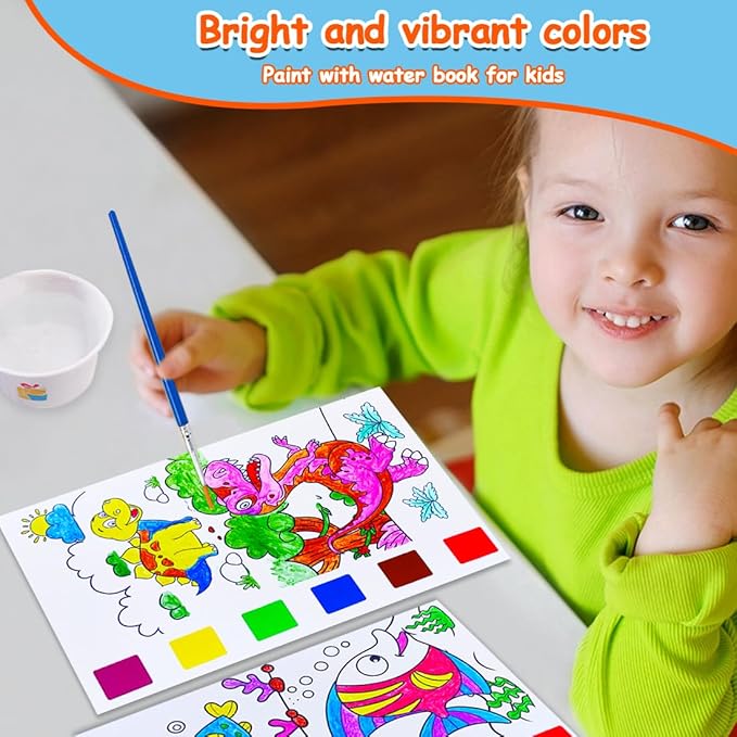 JUNQIU 4Pack Paint with Water Books for Kids, Watercolor Painting Coloring Books for Toddlers, Magic Paint Set, Arts and Crafts for Girls Gifts, Stocking Stuffers For Kids