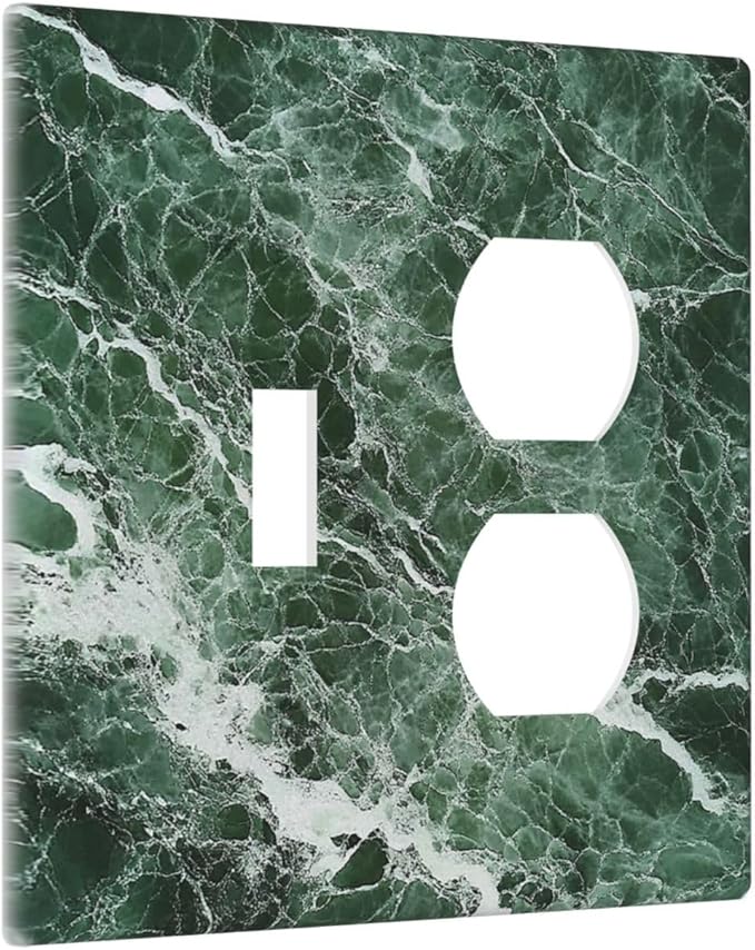 Wallplates Forest Marble Dark Green With White Vein 1 Toggle 1 Duplex Switch Plate Electrical Gfci Faceplate Decorative Light Switch Covers For Bathroom Kitchen Decor