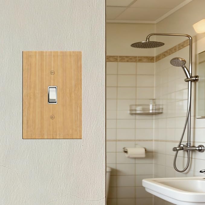 Rustic Woodgrain 1-Gang Toggle Light Switch Plate, Minimalist Farmhouse Wooden Decorative Wall Plate for Home Decor