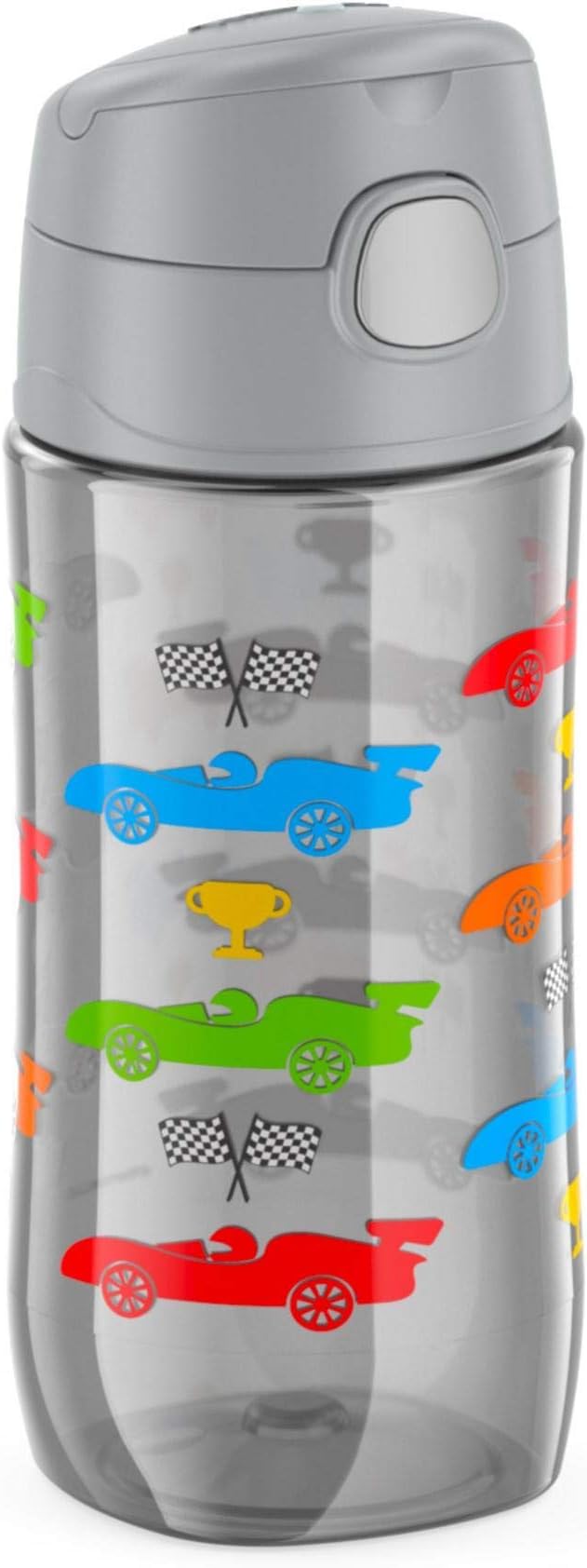 THERMOS FUNTAINER 16 Ounce Stainless Steel Vacuum Insulated Bottle with Wide Spout Lid, Off to the Races