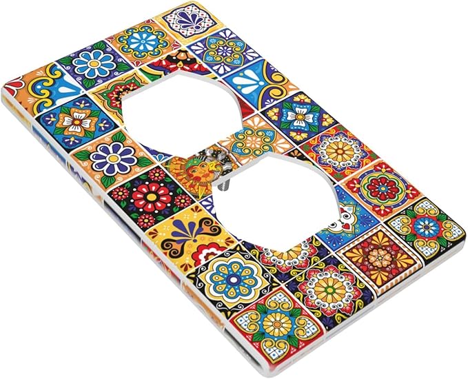 Talavera Mexican Tiles Outlet Covers Decorative Electrical Outlets Duplex Outlet 1-Gang Wall Plate Receptacle Wall Outlet Cover