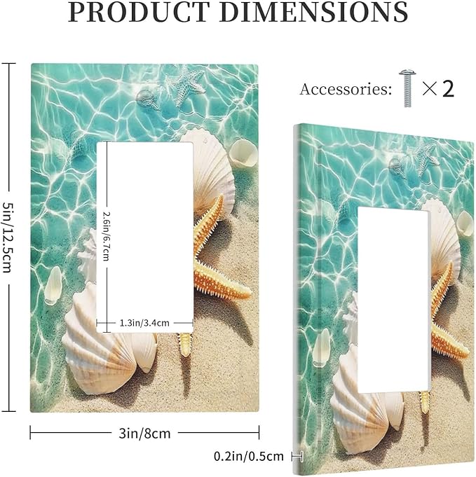 Decorative Outlet Covers Sea Shells And Star Fish In Ocean Beach 1 Gang Single Rocker Light Switch Cover Plate Wall Plates Gfci Faceplate For Bathroom Home Decor