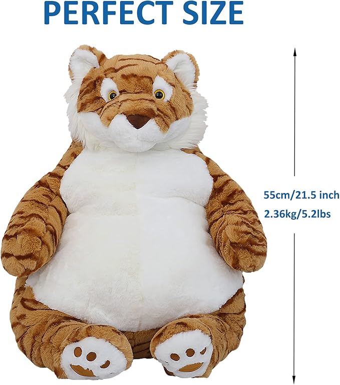 Tiger Weighted Stuffed Animals, 21.5" 5.2 lbs Weighted Tiger Plush Large Weighted Plush Animal Toy Pillow Gifts for Boys and Girls