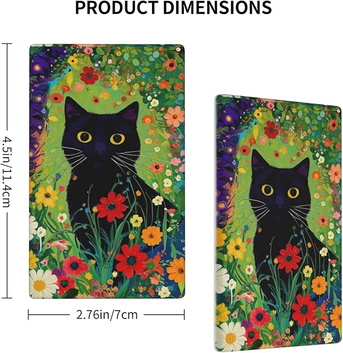 Decorative Art Light Switch Covers BlackCat&Flowers 1 Gang No Device Blank Switchplate Electrical Faceplate for Home Decor