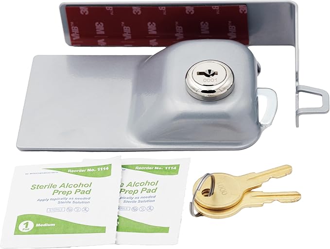 Child Proof Fridge Lock with Key | 100% Metal Refrigerator Lock for Toddlers & Kids | 400 lbf 3M Adhesive No-Drill | Baby Safety Freezer Cabinet Lock (2 Pack, Gray)