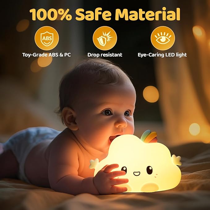 One Fire Cloud Night Light, 16 Colors & Remote Control Baby Night Light, Rechargeable Cloud Lamp, Cute Gifts for Kids Gifts Teen Girl Gifts, Funny Gifts for Women
