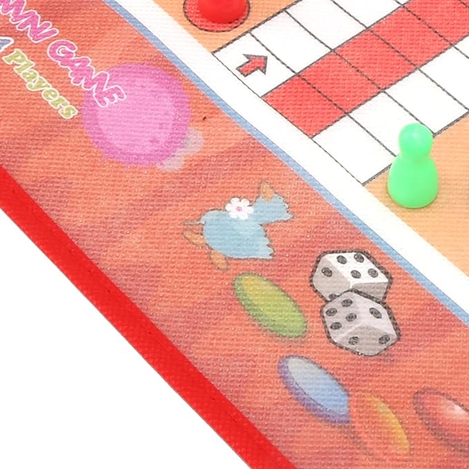 Snake and Ladder Flying Chess Set Portable 2 in 1 Board Game for Kids and Families Non Woven Fabric Colorful 36 x 25cm Includes Storage Bag 16 Pieces Dice