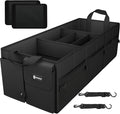 Sposuit Extra Large Trunk Organizer 98L Collapsible Car Storage Trunk Organizer with Removable Dividers & Adjustable Securing Straps for Car SUV Van