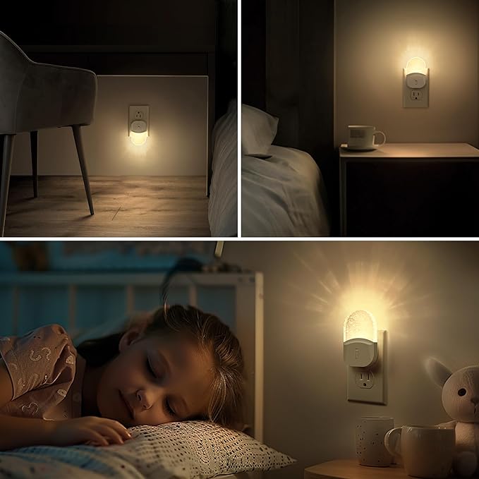 Briignite Bubble Night Light Plug in, LED Acrylic Night Light, 2 Pack, Decorative Dimmable Nightlight Dusk to Dawn Sensor, Soft 3000K Warm Nightlight for Bathroom, Hallway, Bedroom