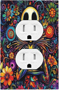 Outlet Covers Colorful Flowers Abstract Skull 1 Gang Duplex Light Switch Cover Decorative Switch Plates Electrical Receptacle Faceplate Wall Plate For Home Living Room Decor