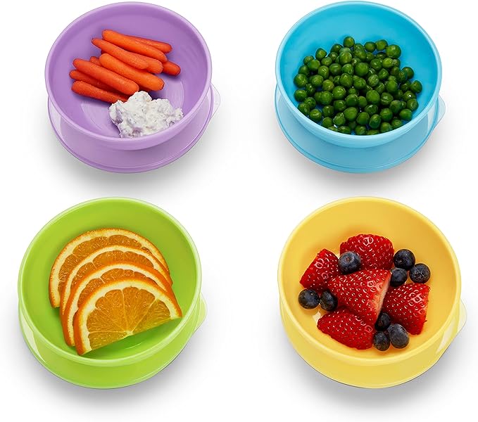 Munchkin® Love-a-Bowls™ 10 Piece Baby Feeding Set,Includes Bowls with Lids and Spoons,Multicolor,(Pack of 12)