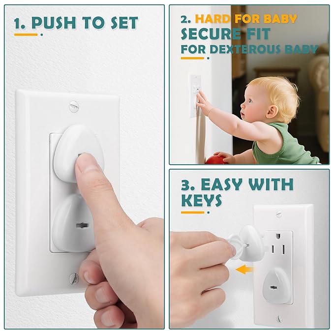 Outlet Covers Baby Proofing (58 Pack), Baitiny Electrical Secure Baby Proof Plug Covers, Child Baby Safety Products Socket Covers for US