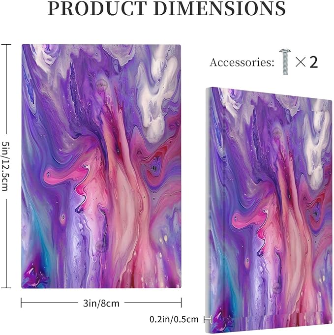 Liquid Marble Modern Abstract Texture Abstract Purple Paint Wall Art Light Switch Cover Plate 1 Gang Electrical Wall Plates Faceplate Decorative Switch Plate No Device Blank for Office Living Room