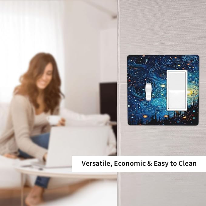Outlet Covers Abstract Starry Night Style 1 Toggle 1 Rocker Combo Light Switch Cover Plate Decorative Switch Plate Covers Electrical Wall Plate for Home living Room Decor