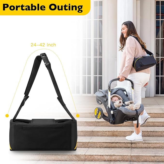 Travel Bag for Doona Infant Car Seat Stroller, Organizer Bag with Cup Holder, Phone & Wipes Pockets, Large Capacity, Water-Repellent & Lightweight, Baby Essentials Storage