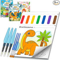 TECJOE 3 Pack Paint with Water Coloring Books for Toddlers, Mess Free Watercolor Painting Set with 6 Brushes, Travel Art Craft Toys Birthday Gifts for Kids Ages 3-8, Traffic, Princess & Dinosaur