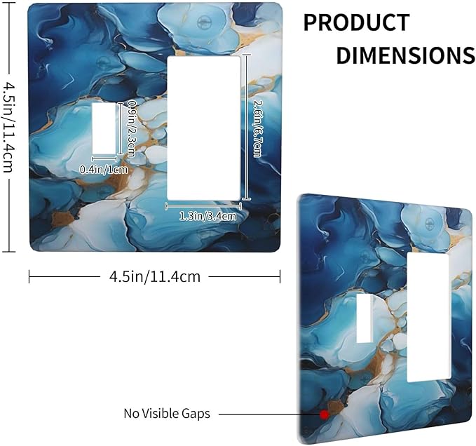Decorative Outlet Covers Artistic Abstract Blue Marble Gold Line Painted 2 Gang 1 Gang Wall Plate Cover Single Toggle Rocker Combination Light Switch Plate Covers Jumbo Switch Cover